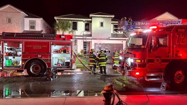 Fire crews working at a home in Osceola County